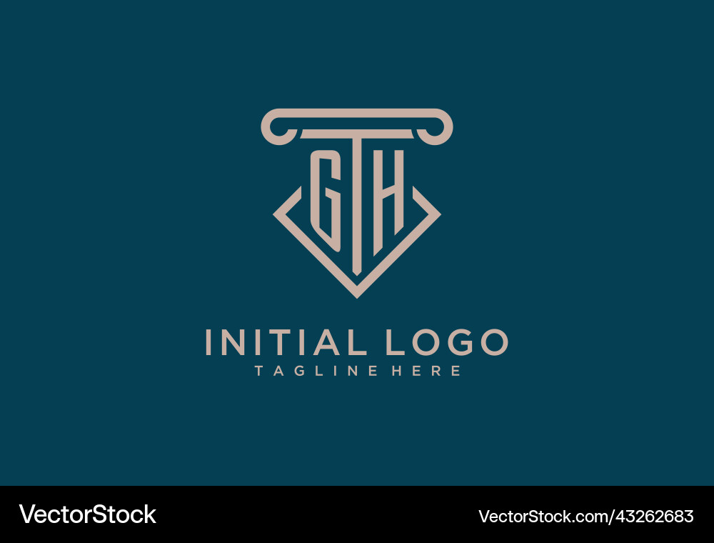 Gh initial with pillar icon design clean Vector Image