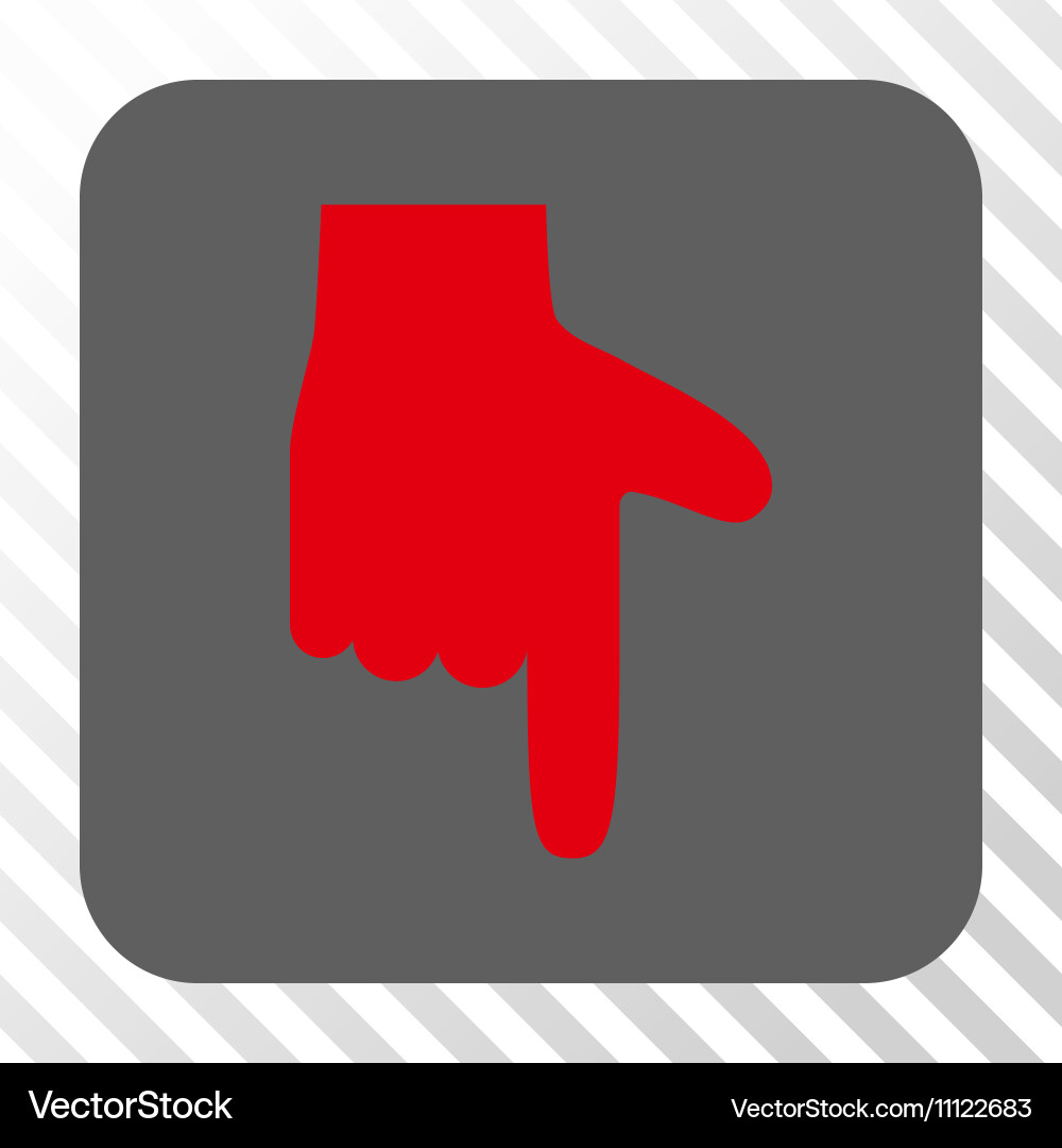 Hand pointer down rounded square button Vector Image