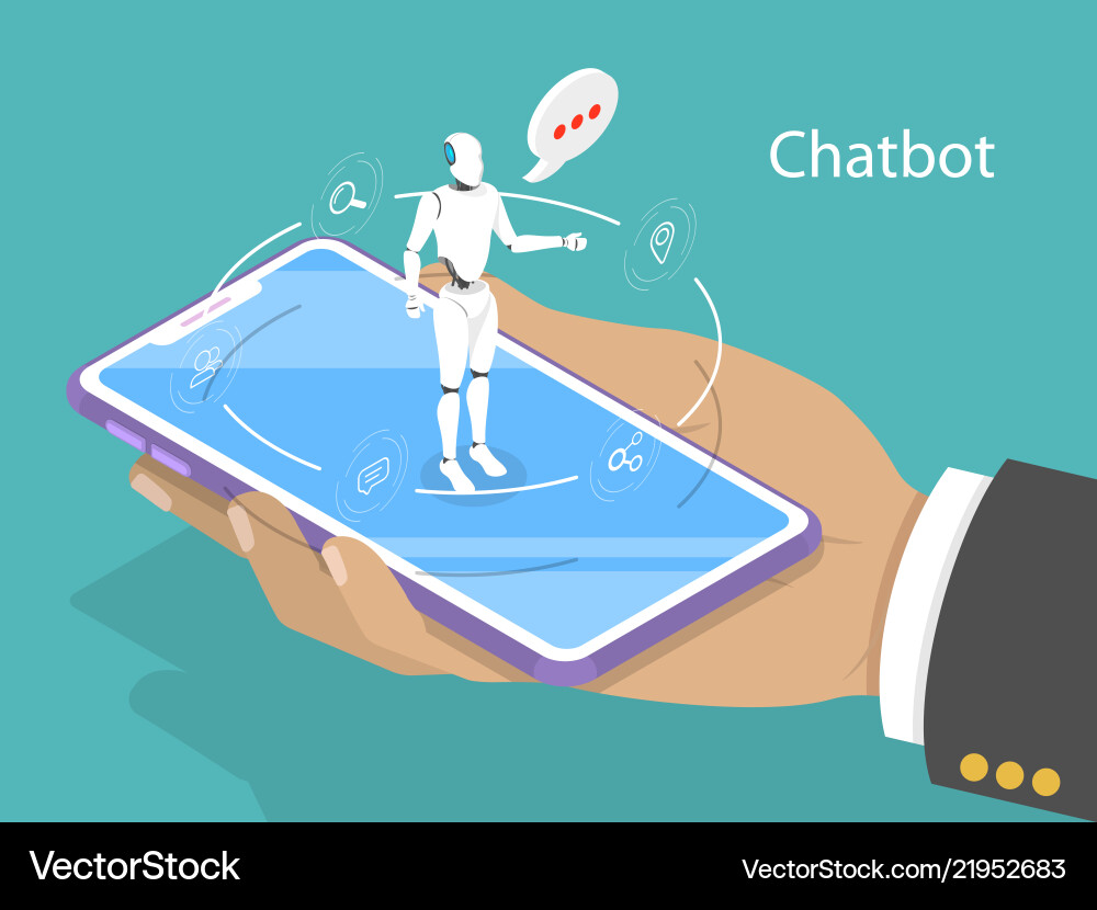 Kunden-Support Chatbot Flat ismetric Kunden-Support Chatbot Flat ismetric Vektorbild
