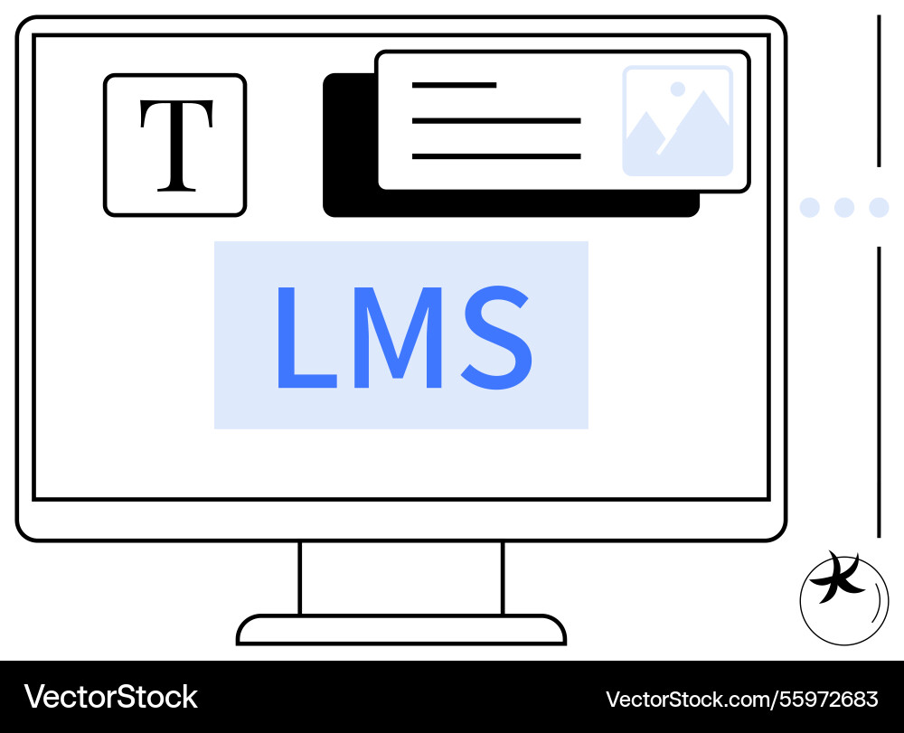 Learning management system interface with text Learning management system interface with text vector image