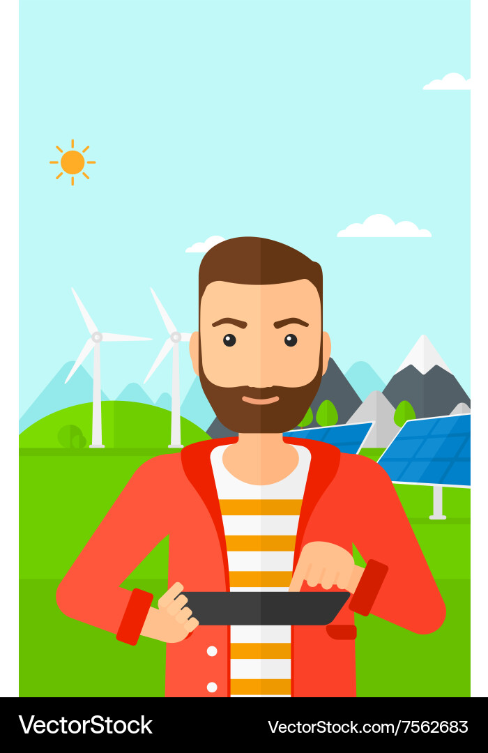 Man using tablet computer vector image
