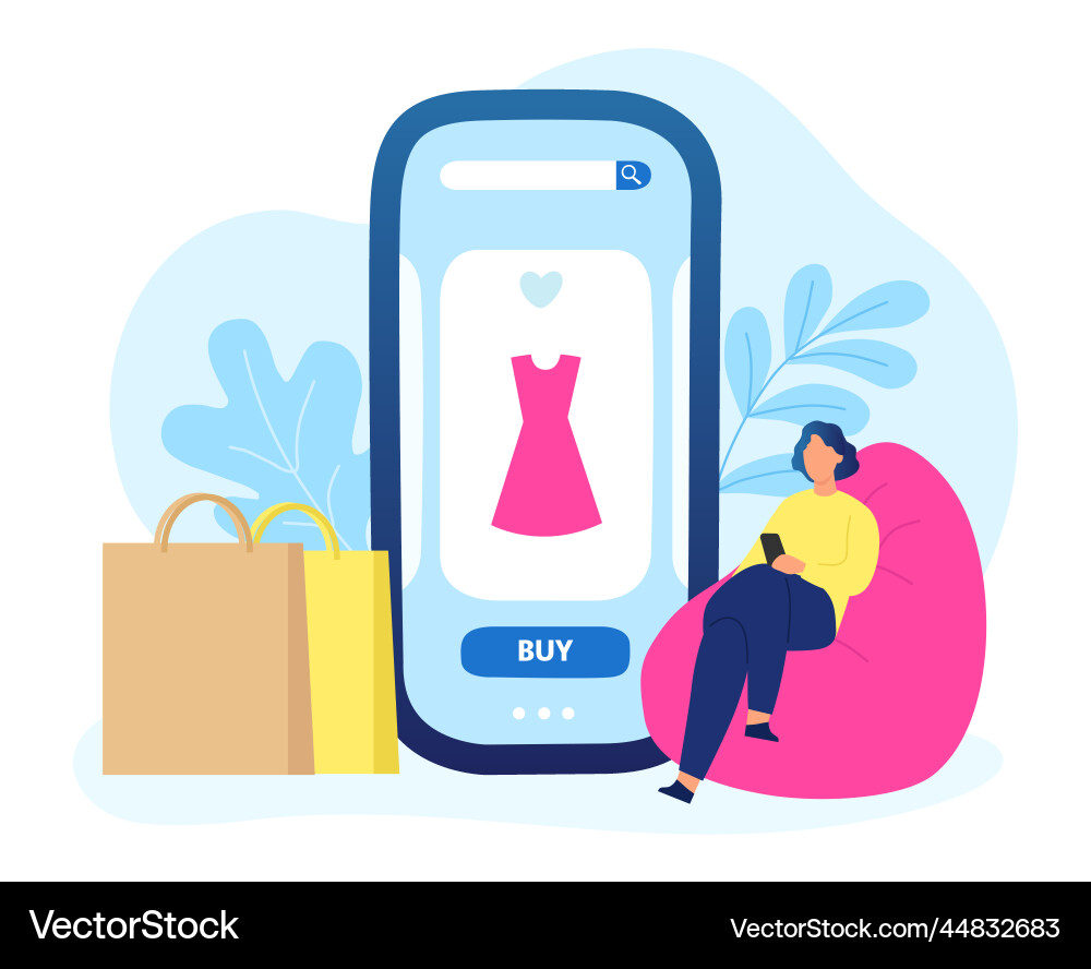 Online-Shopping Mädchen kaufen Kleidung Online-Shopping Mädchen kaufen Kleidung vektorbild
