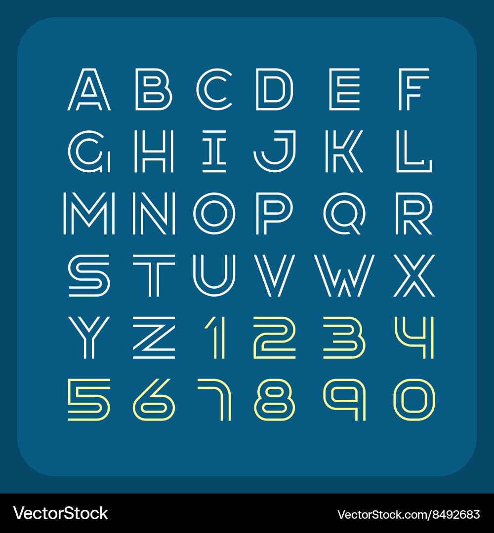Retro Alphabet & Number Style vector image