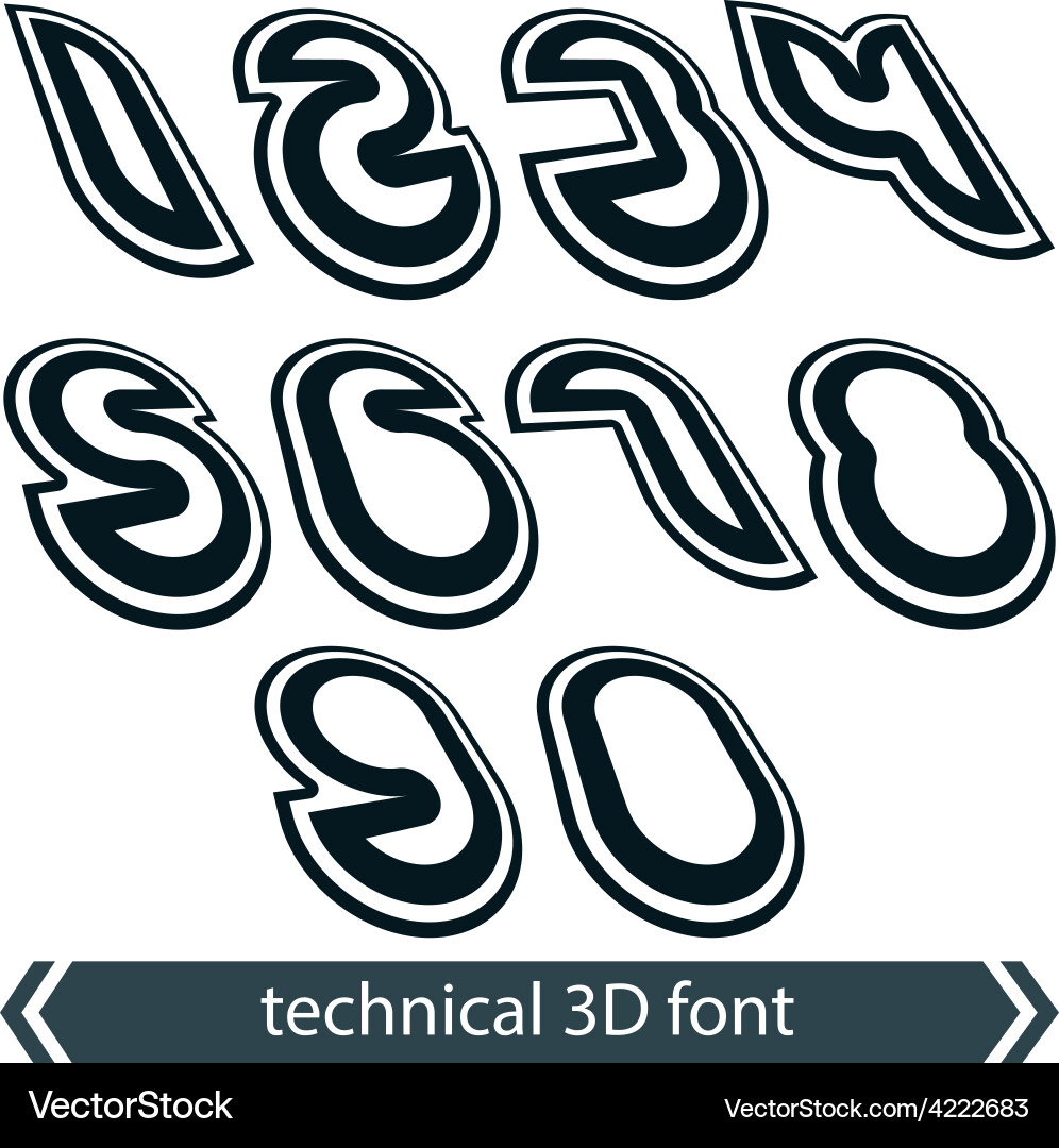 Retro style rounded numeration technical 3d vector image