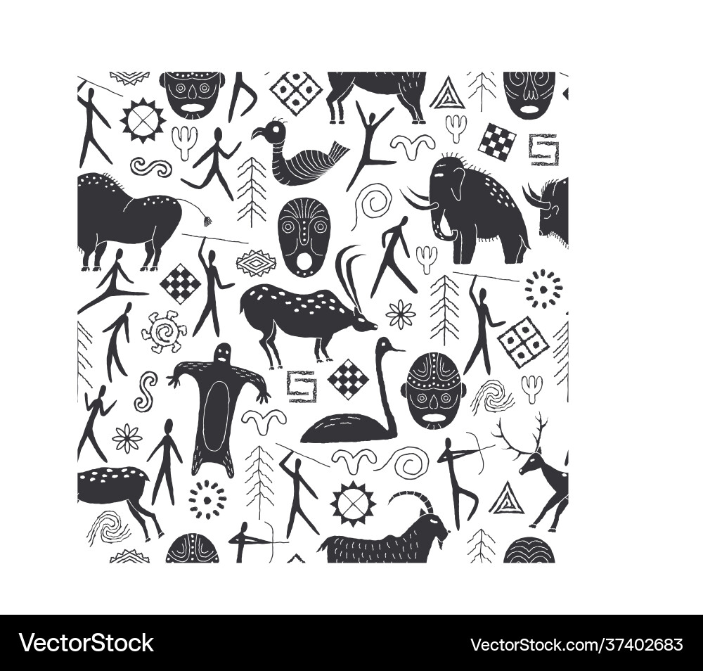 Seamless pattern with decorative elements and man Seamless pattern with decorative elements and man vector image