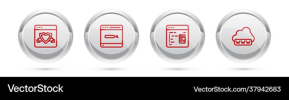 Set line browser with shield search engine vector image