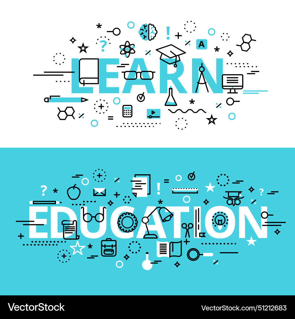 Set of education and learn concepts modern flat Vector Image