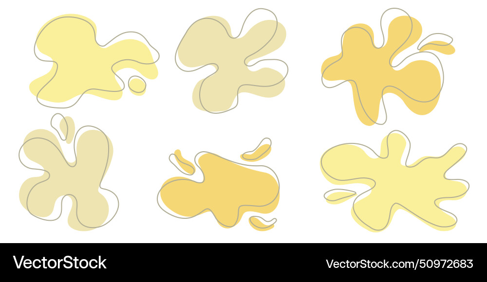 Set of organic irregular blob shapes with stroke Set of organic irregular blob shapes with stroke vector image
