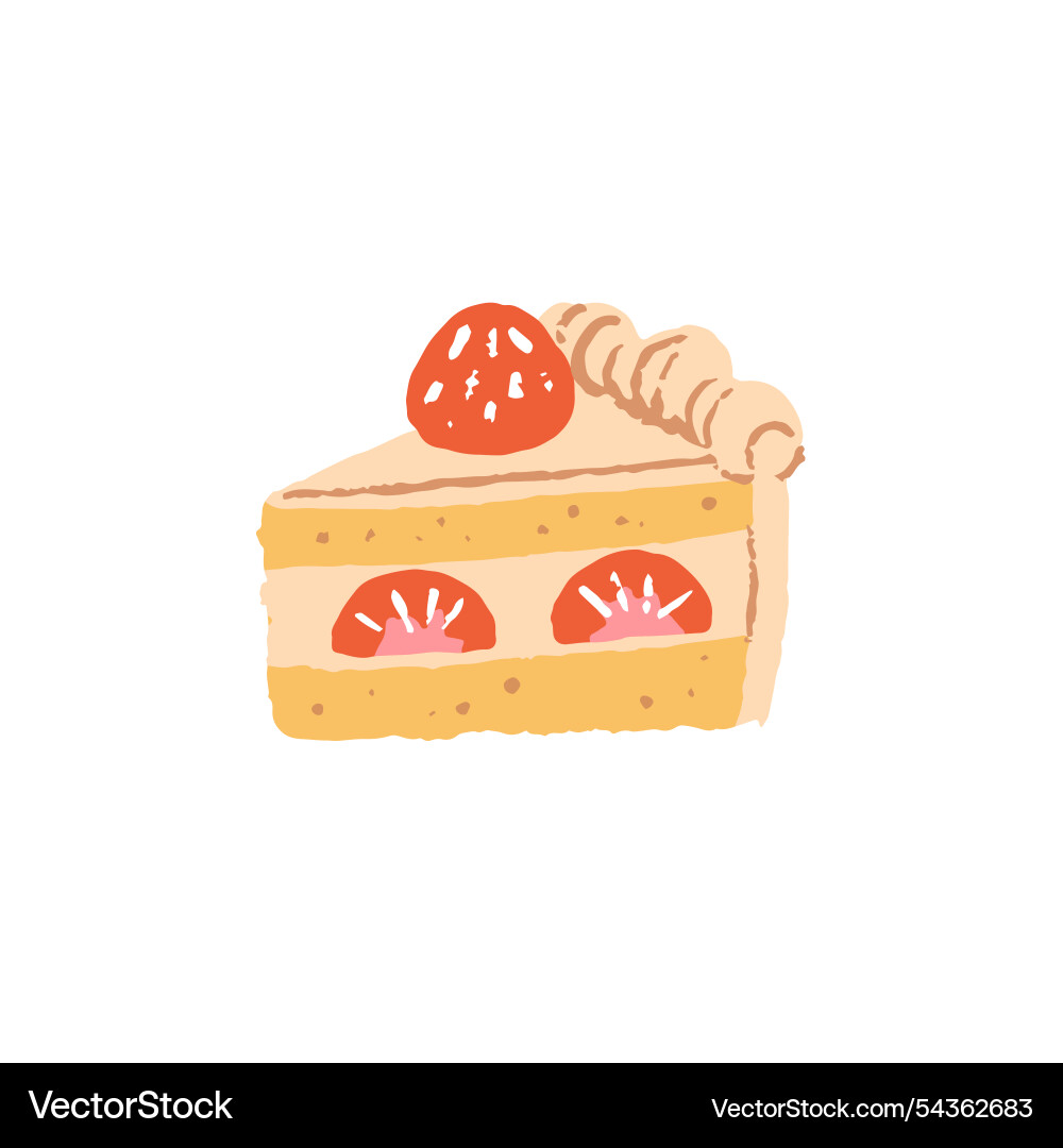 Slice of butter cream cake piece cheesecake Slice of butter cream cake piece cheesecake vector image