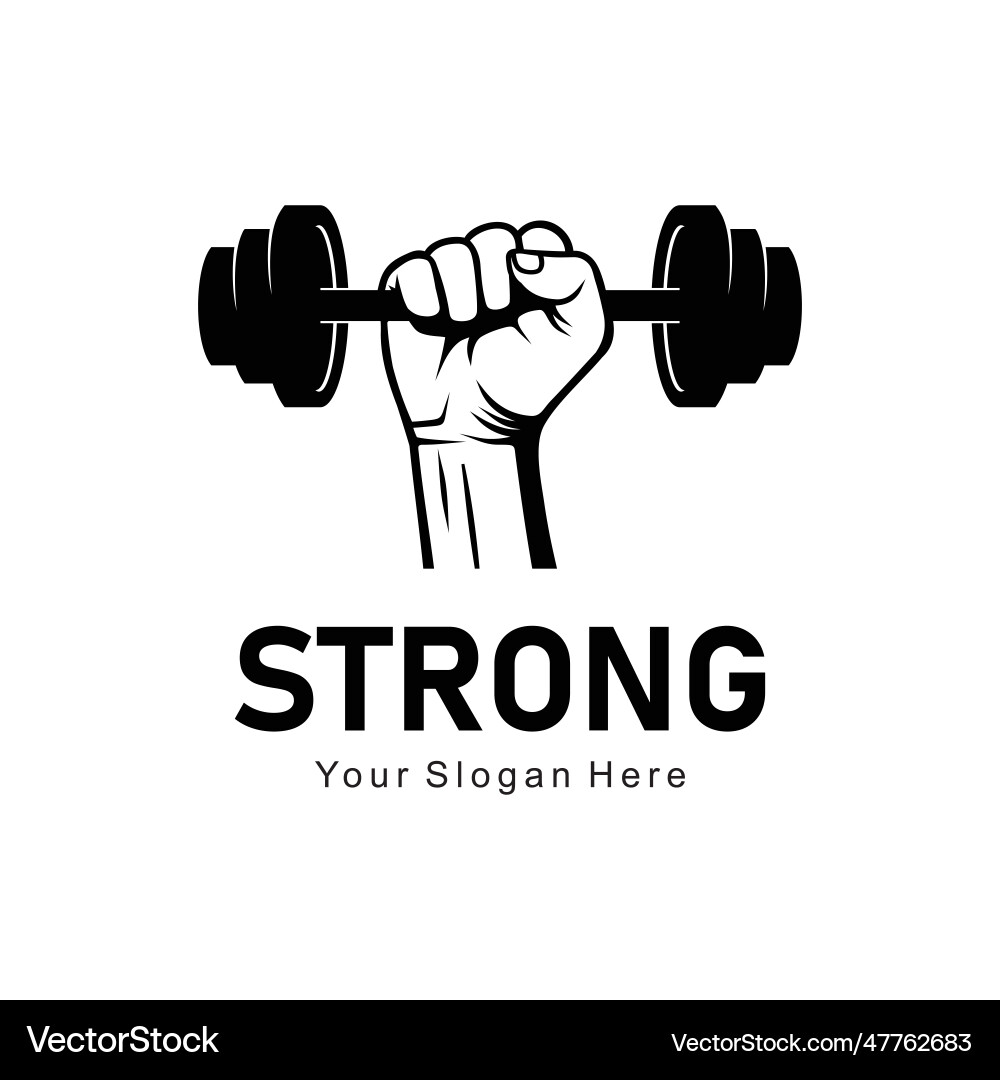 Strong hand power flat style logo Royalty Free Vector Image