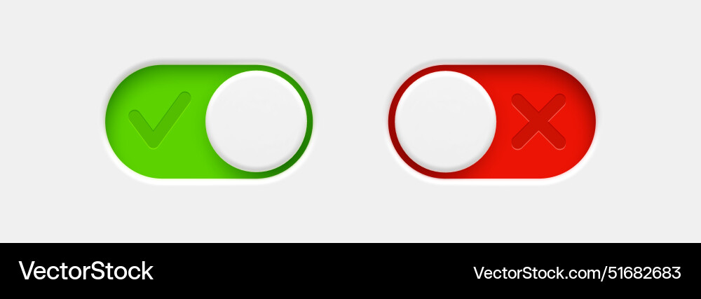 Toggle Switch Buttons with Check & Cross vector image