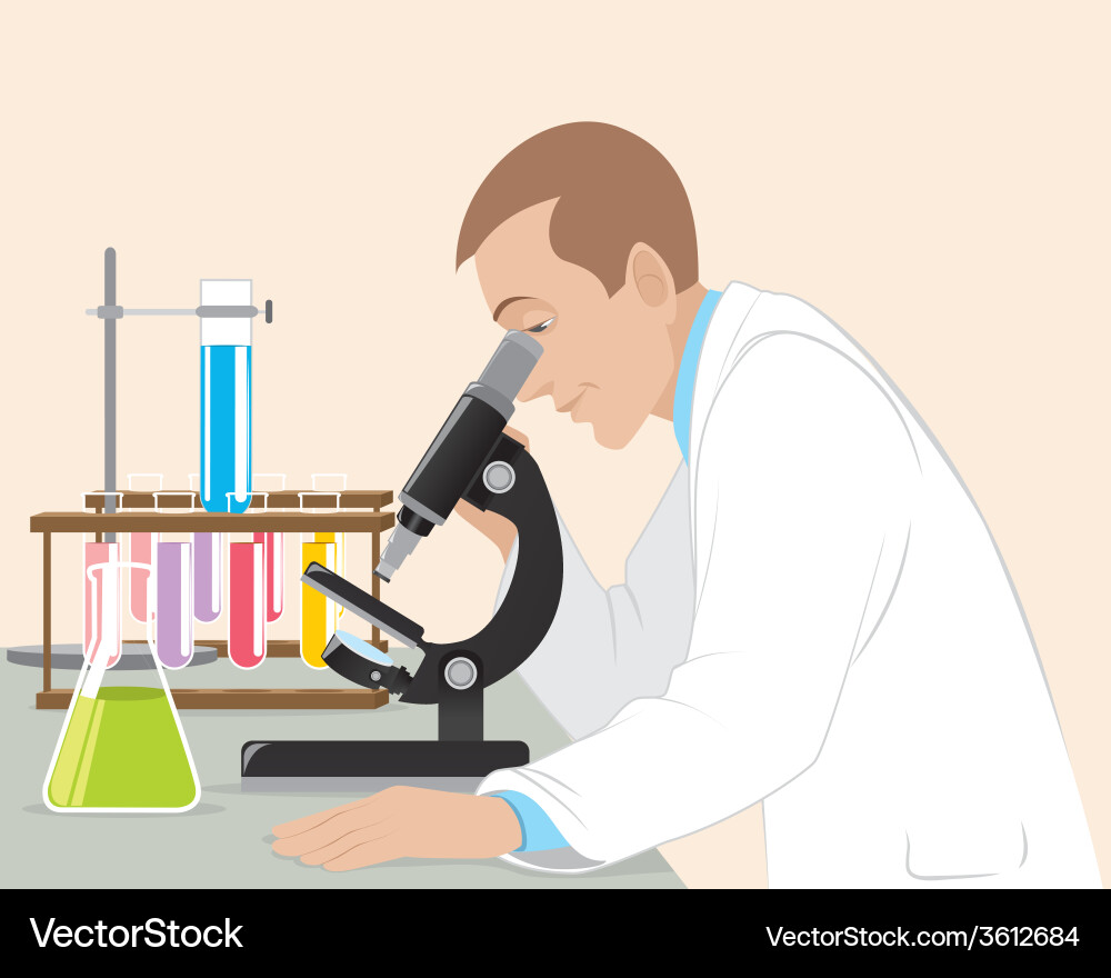 A scientist with microscope Vector Image