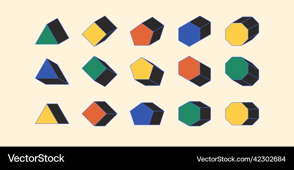A set of geometric shapes and elements collection vector image