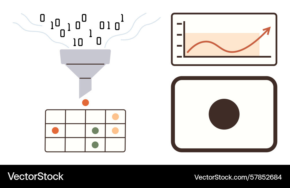 Daten sortieren durch Trichter mit Visualisierung vektorbild