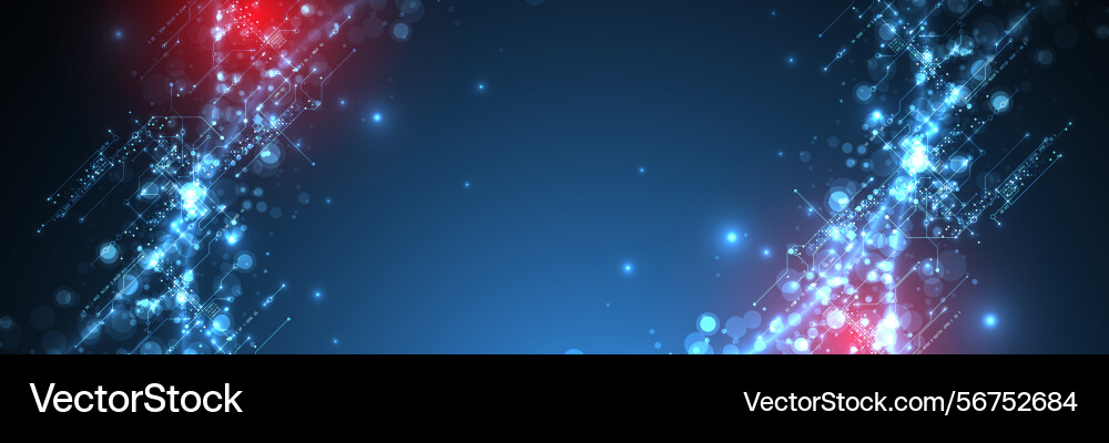 Digital circuit visualization background neon Digital circuit visualization background neon vector image
