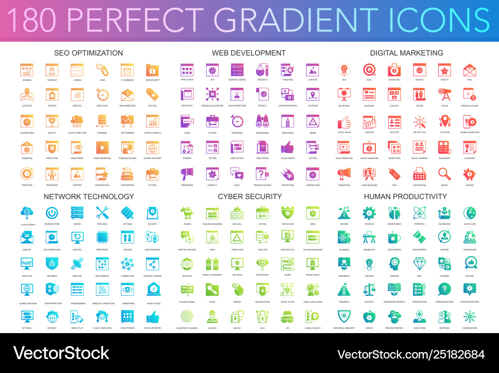 Gradient Icons - SEO & Web vector image