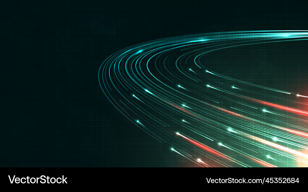 Green light streak fiber optic speed line Green light streak fiber optic speed line vector image