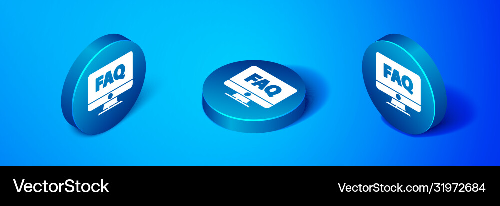 Isometric computer monitor and faq icon isolated Isometric computer monitor and faq icon isolated Vector Image