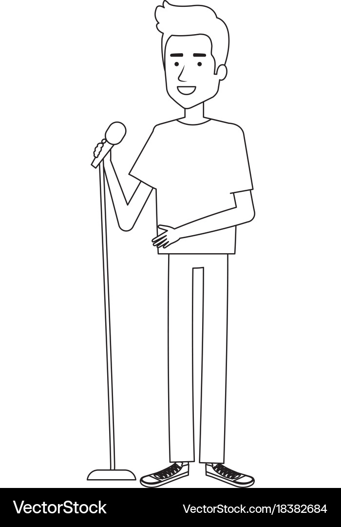 Man singing with microphone Vector Image