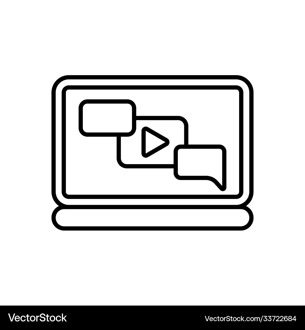 Monitor with video sign chat messages linear vector image