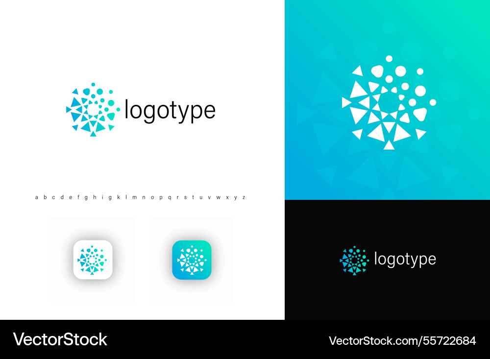 Round abstract fragmented triangular logo Round abstract fragmented triangular logo vector image