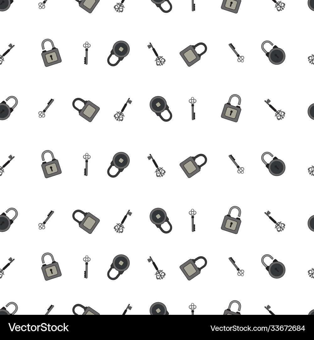 Seamless pattern lock and key Vector Image