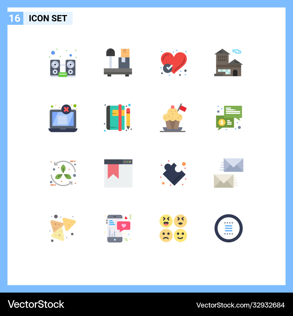 Set 16 modern ui icons symbols signs for error Vector Image