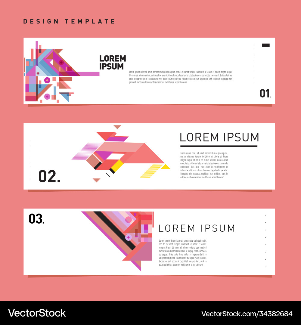 Set abstract banner web design template retro Vector Image