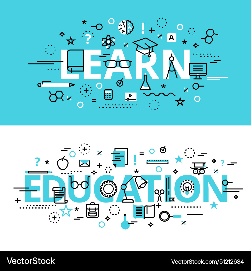 Set of education and learn concepts modern flat Vector Image