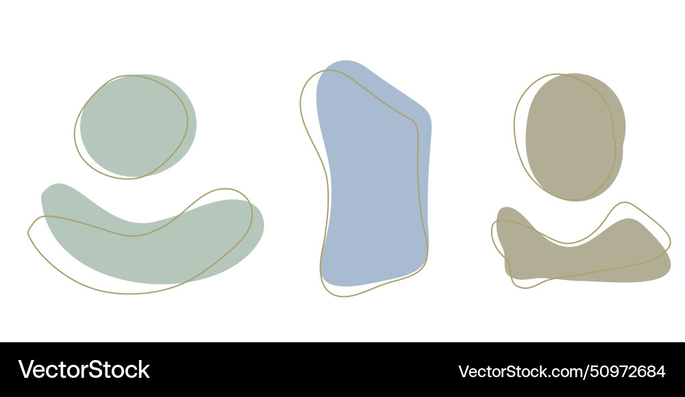 Set of organic irregular blob shapes with stroke Set of organic irregular blob shapes with stroke vector image