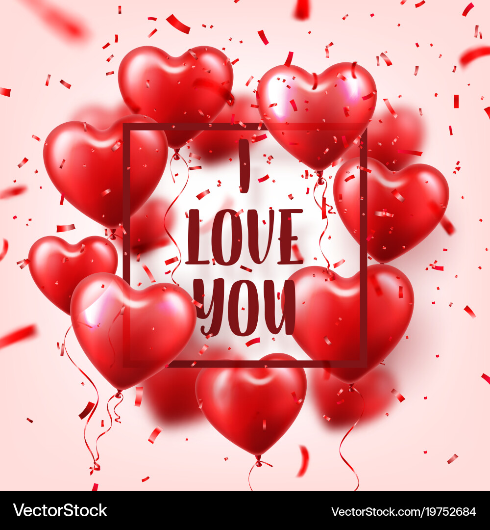 Valentines day abstract background with red 3d Vector Image