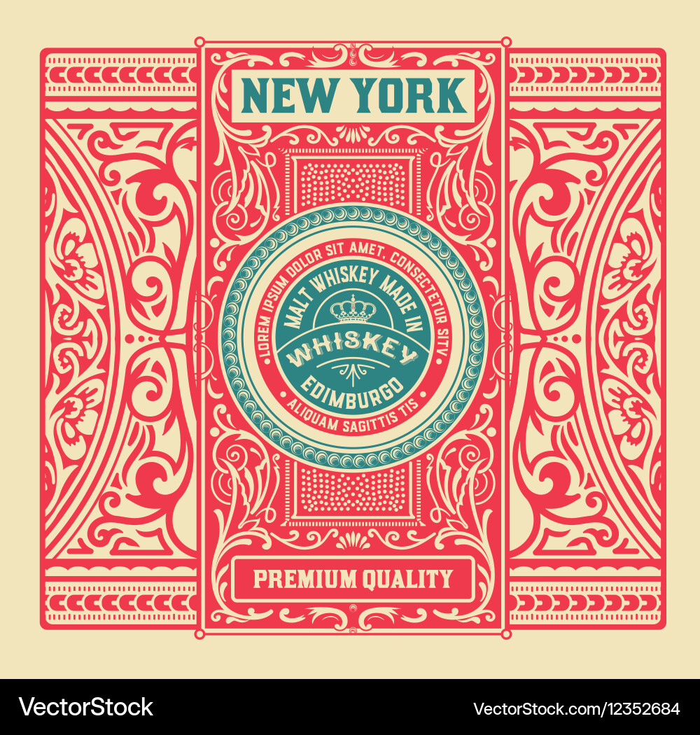 Whiskey label with old frames layered Vector Image