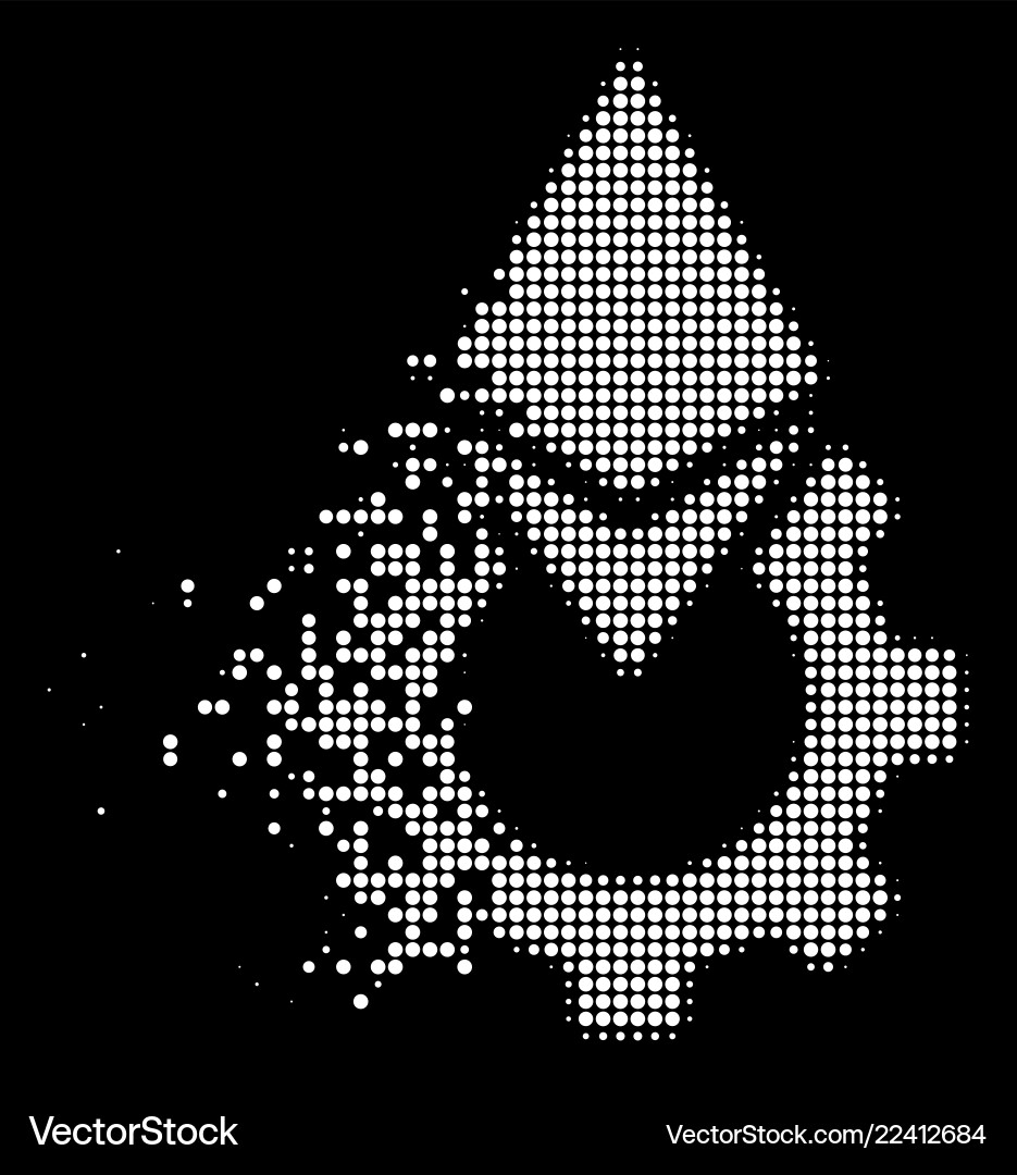 White dissolving pixel halftone ethereum tools Vector Image
