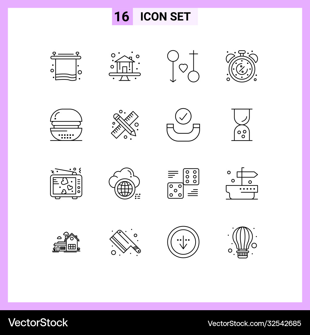 16 universal outlines set for web and mobile Vector Image