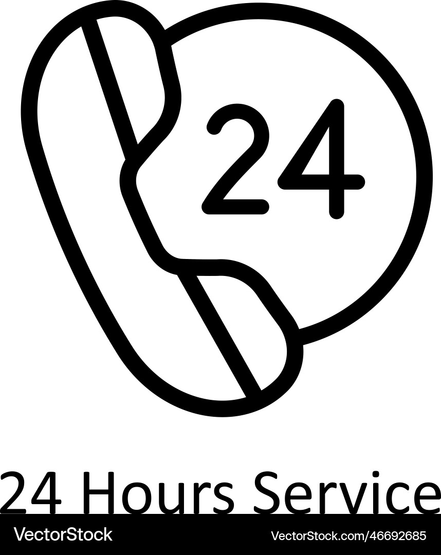 24 hours service outline icons simple stoc Vector Image