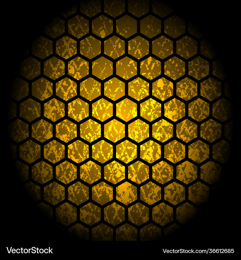 Abstract honey comb pattern design with grunge vector image