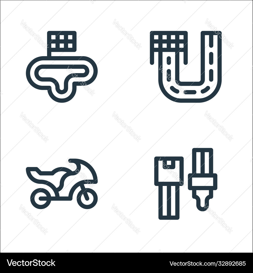 Auto racing line icons linear set quality Auto racing line icons linear set quality vector image