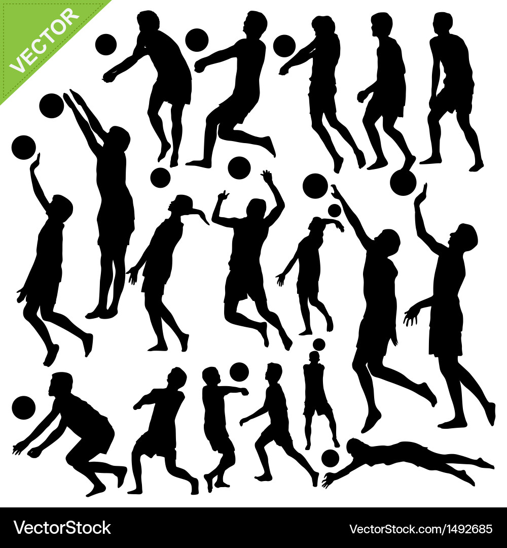 Beach Volleyball Silhouettes Vector Image