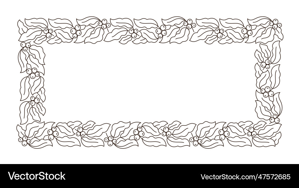 Coffee rectangular frame pattern ornament leaves vector image