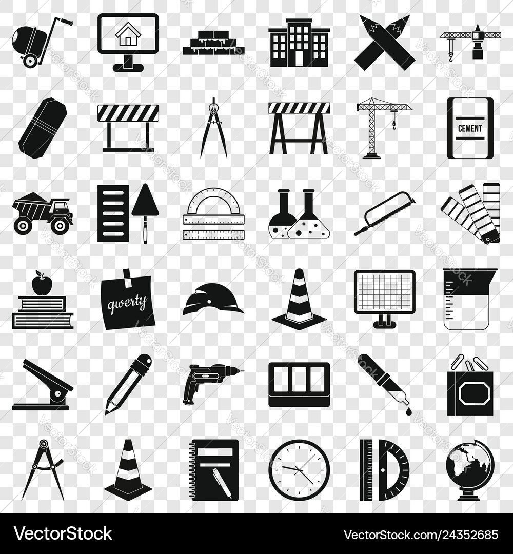 Compass icons set simple style Compass icons set simple style vector image
