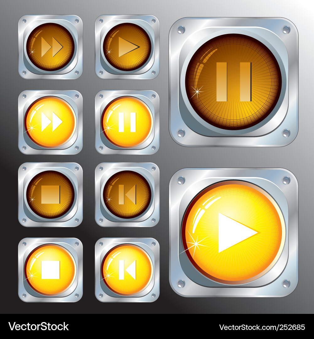 Control Buttons - Metallic vector image
