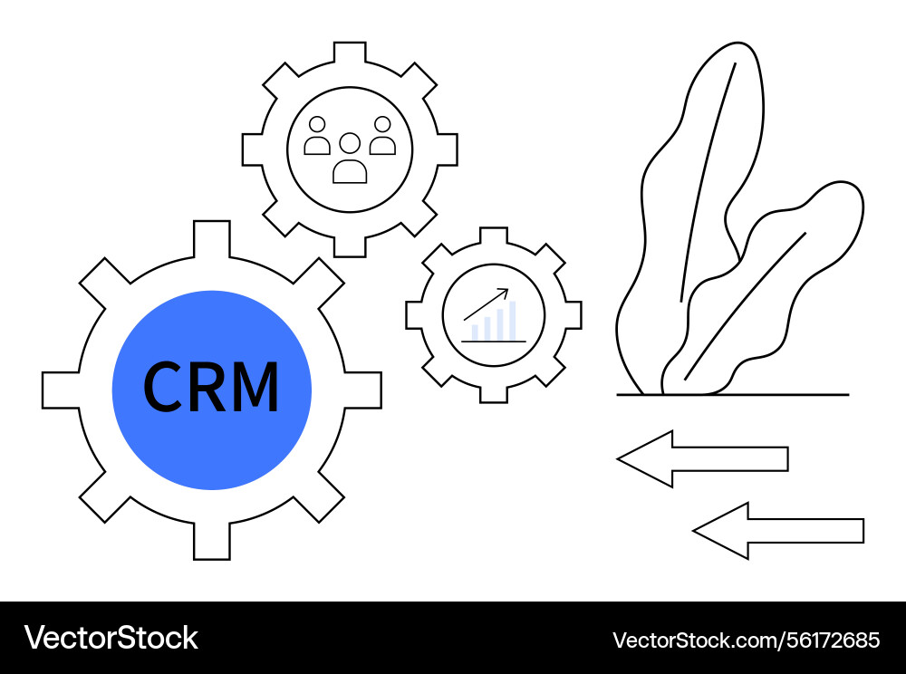 Crm technology concept with gears and data Crm technology concept with gears and data vector image
