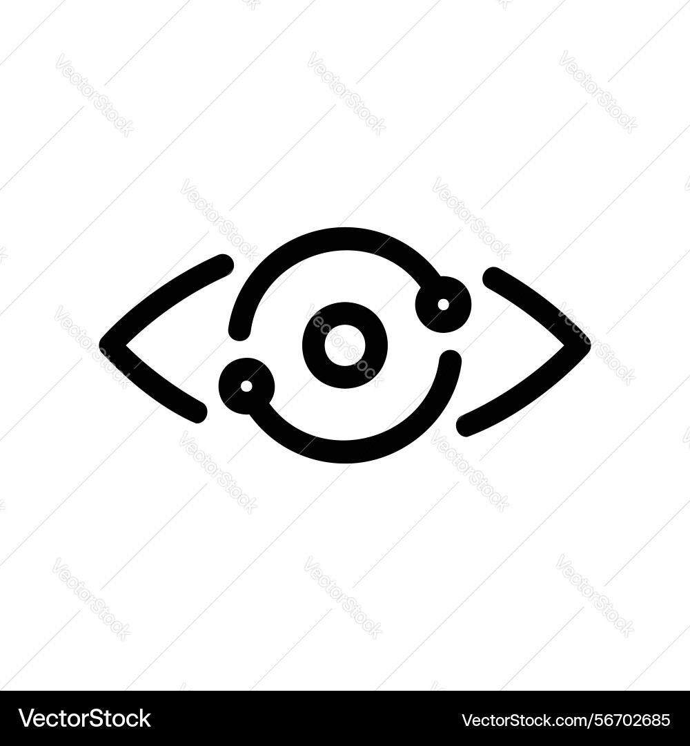 Dynamic view rotation icon featuring an eye Dynamic view rotation icon featuring an eye vector image