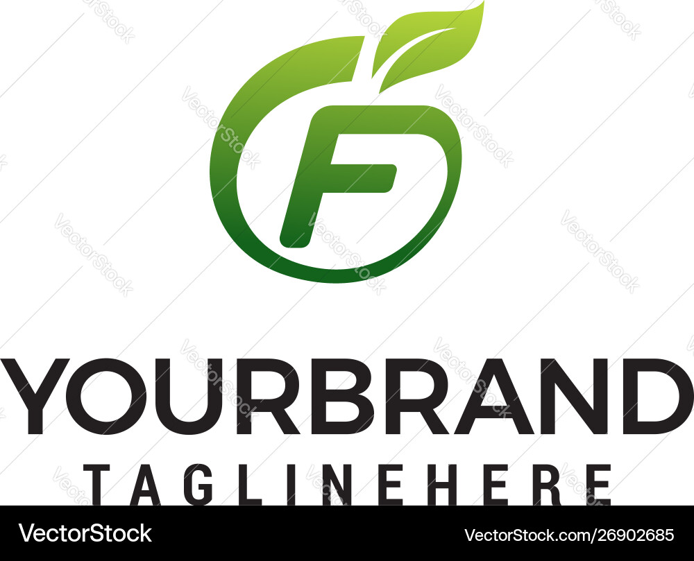 F Logo Initial Letter Design Vorlage mit Blatt F Logo Initial Letter Design Vorlage mit Blatt vektorbild