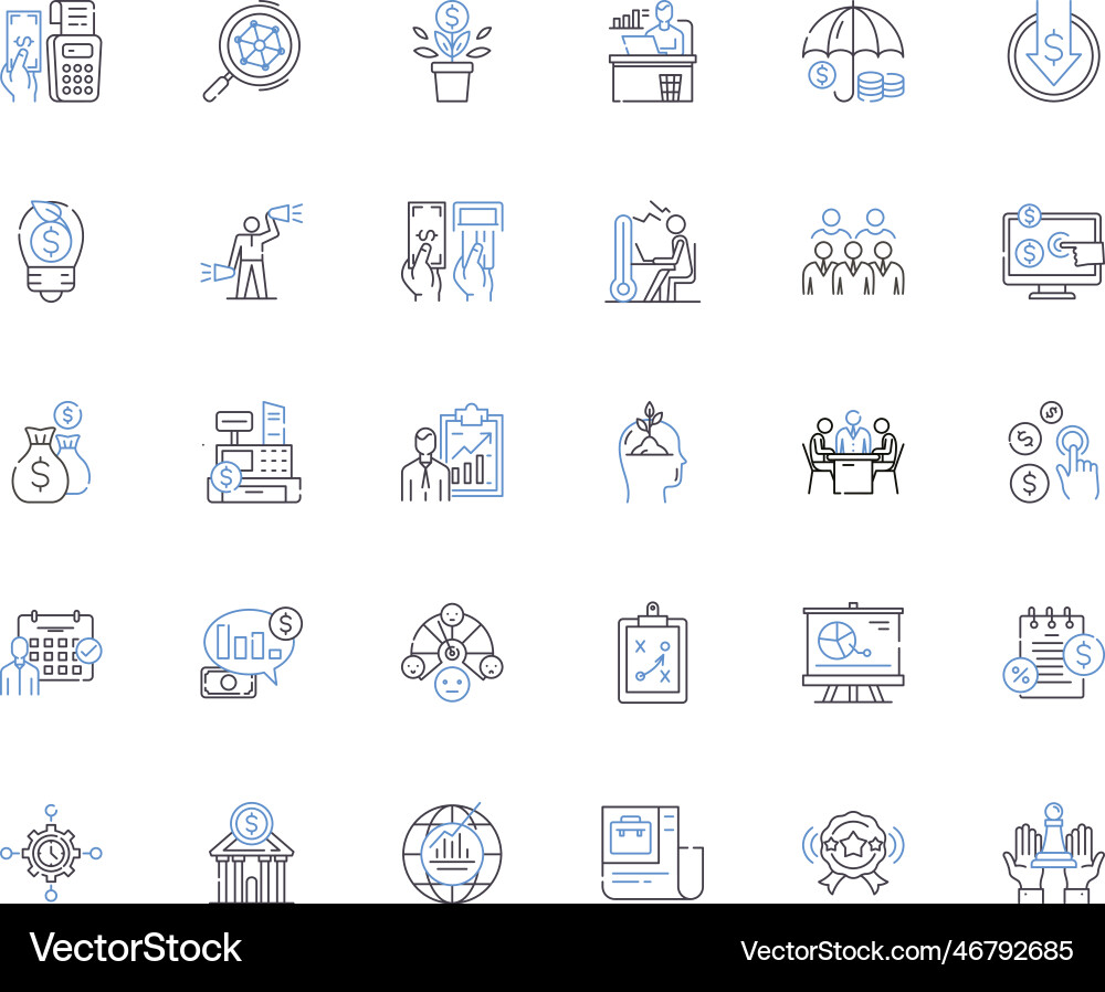 Financial analytics line icons collection Financial analytics line icons collection vector image