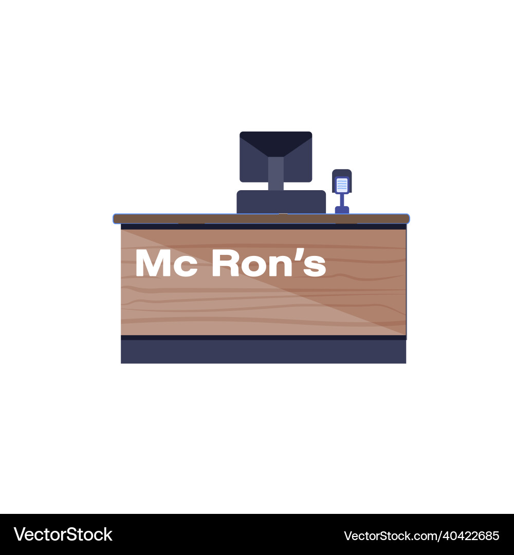 Flat cartoon computer on reception deskelectronic vector image