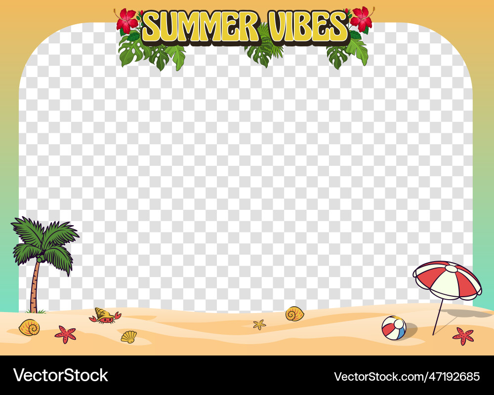 Frame background design of summer beach vibes Vector Image