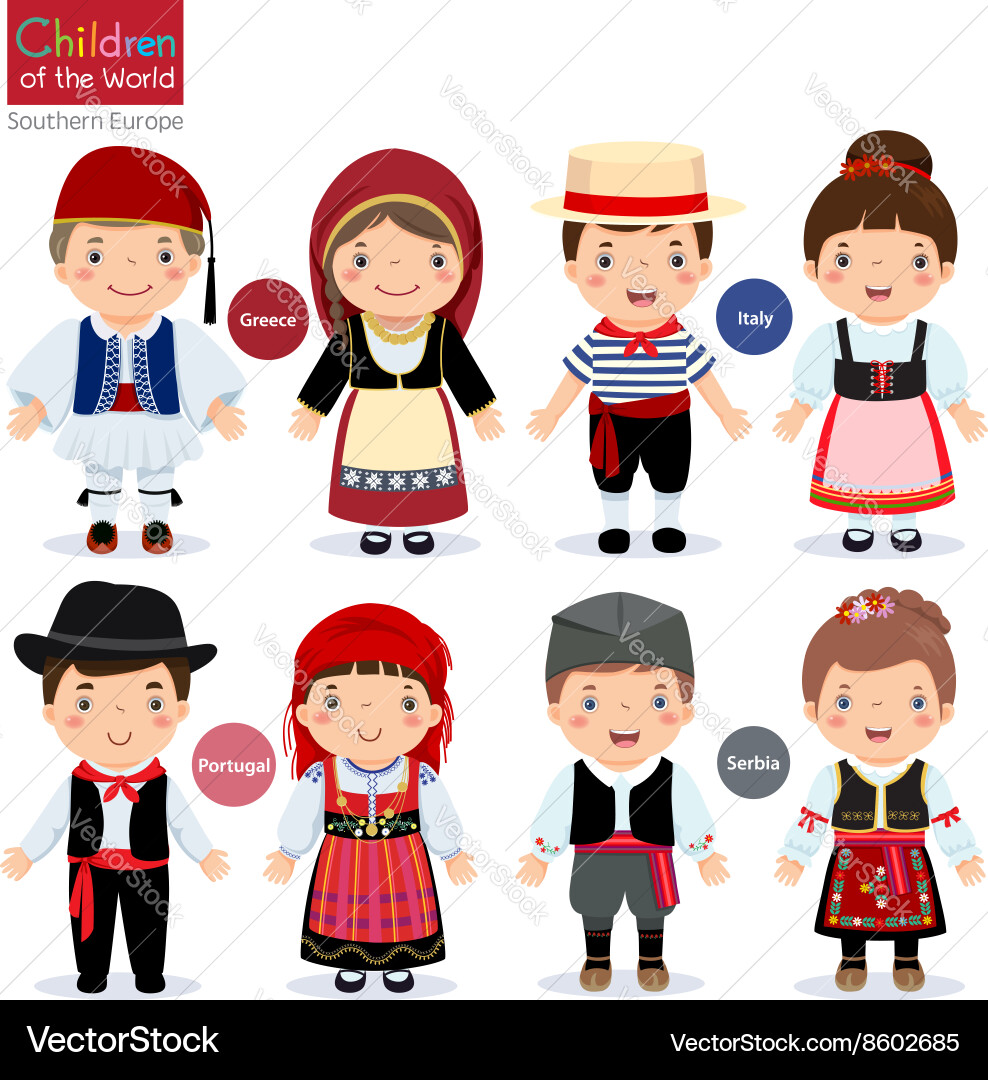 Kids in different traditional costumes