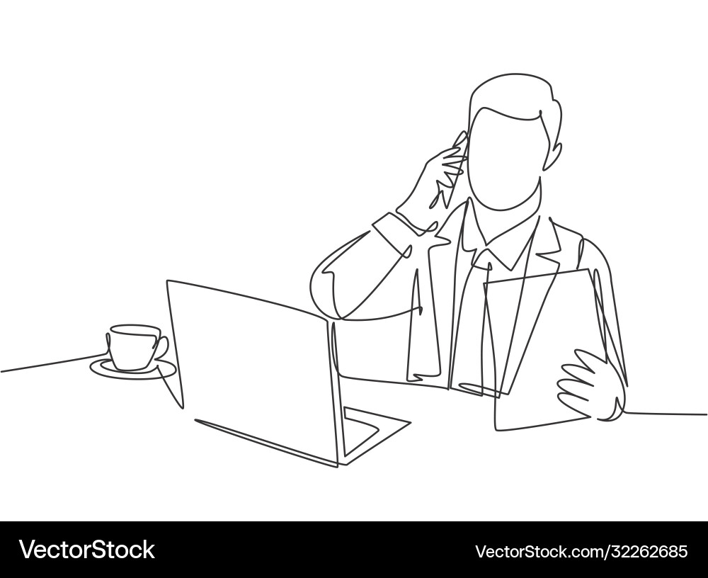 Manager Reviewing Report with Call vector image