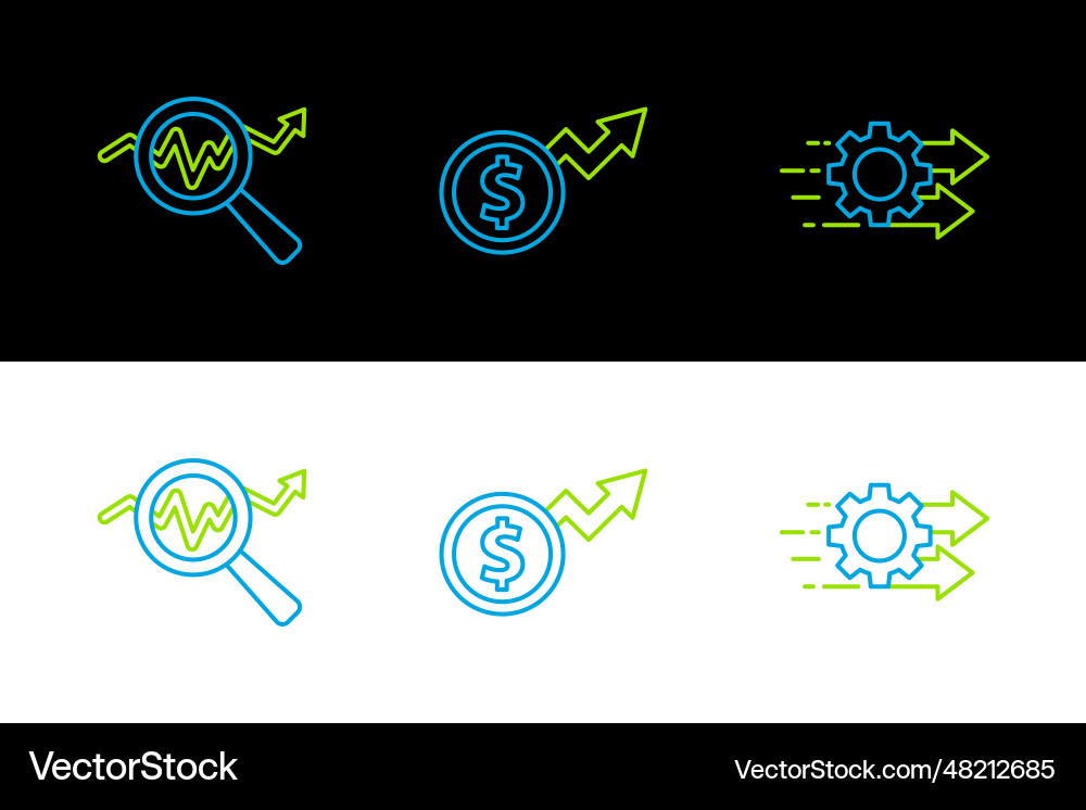 Set line time management search data analysis Vector Image
